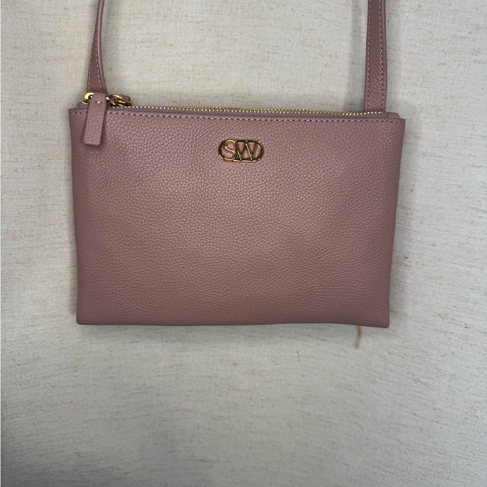 Stuart Weitzman Sophina Buff Blush Leather Crossbody Sample NWT ☀️🍂🥶🌼 - Picture 3 of 8